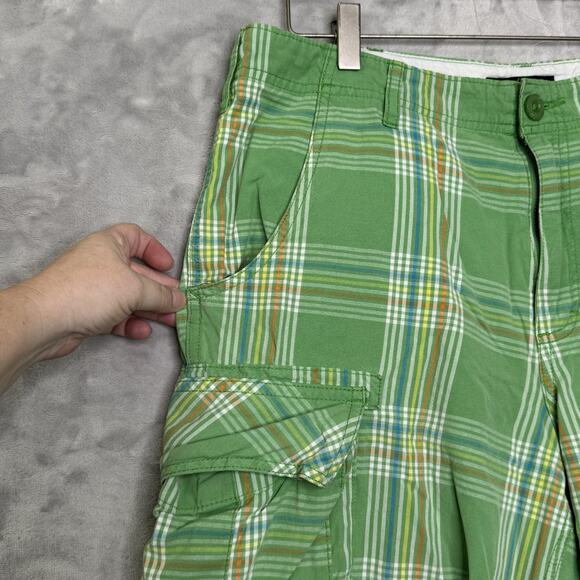 RVCA Cargo Shorts Mens 32 Green Plaid Cotton Pockets Skate Casual Summer Outdoor - Picture 3 of 14